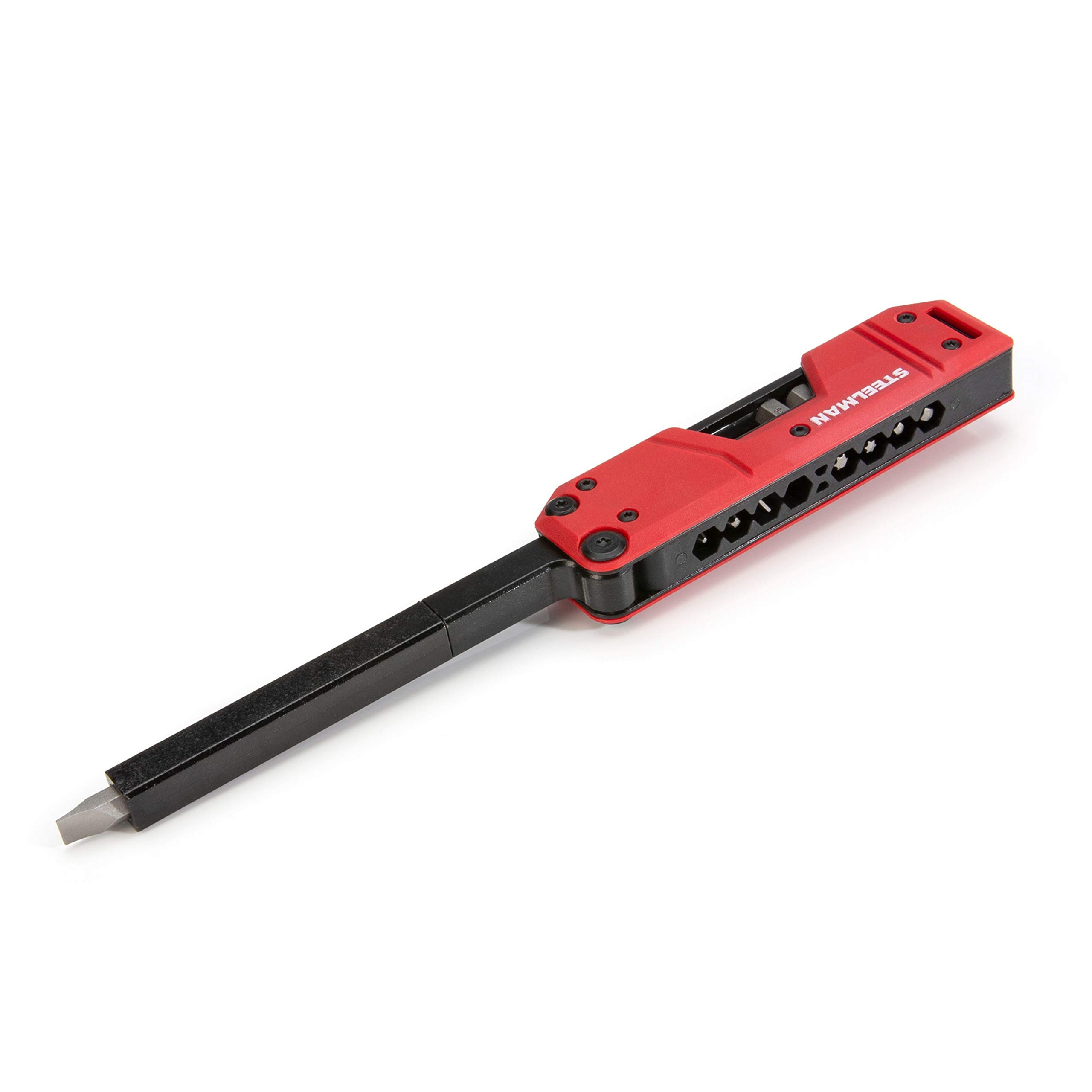 Steelman 10-In-1 Multi-Tip Folding Magnetic Pocket Screwdriver with Carrying Clip and Bottle Opener, Includes 3/16" and 1/4" Slotted, PH1, PH2, T15, T20, S1 and S2 Bits - Image 3