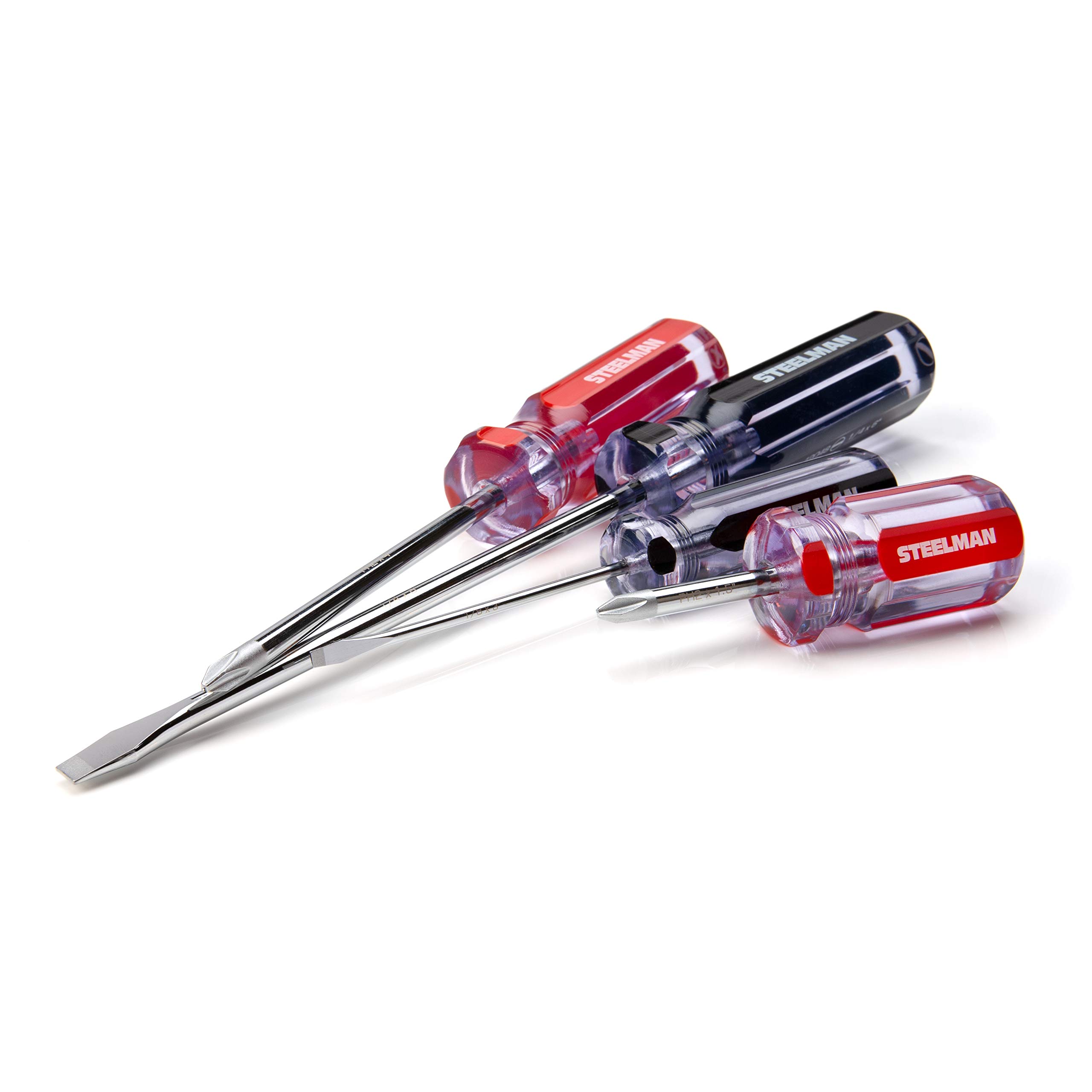Steelman 16-Piece Slotted and Phillips Head General Purpose Screwdriver Set, Includes Commonly Used Sizes, 2 Offset Drivers, and a 4-way Keychain Screwdriver - Image 3