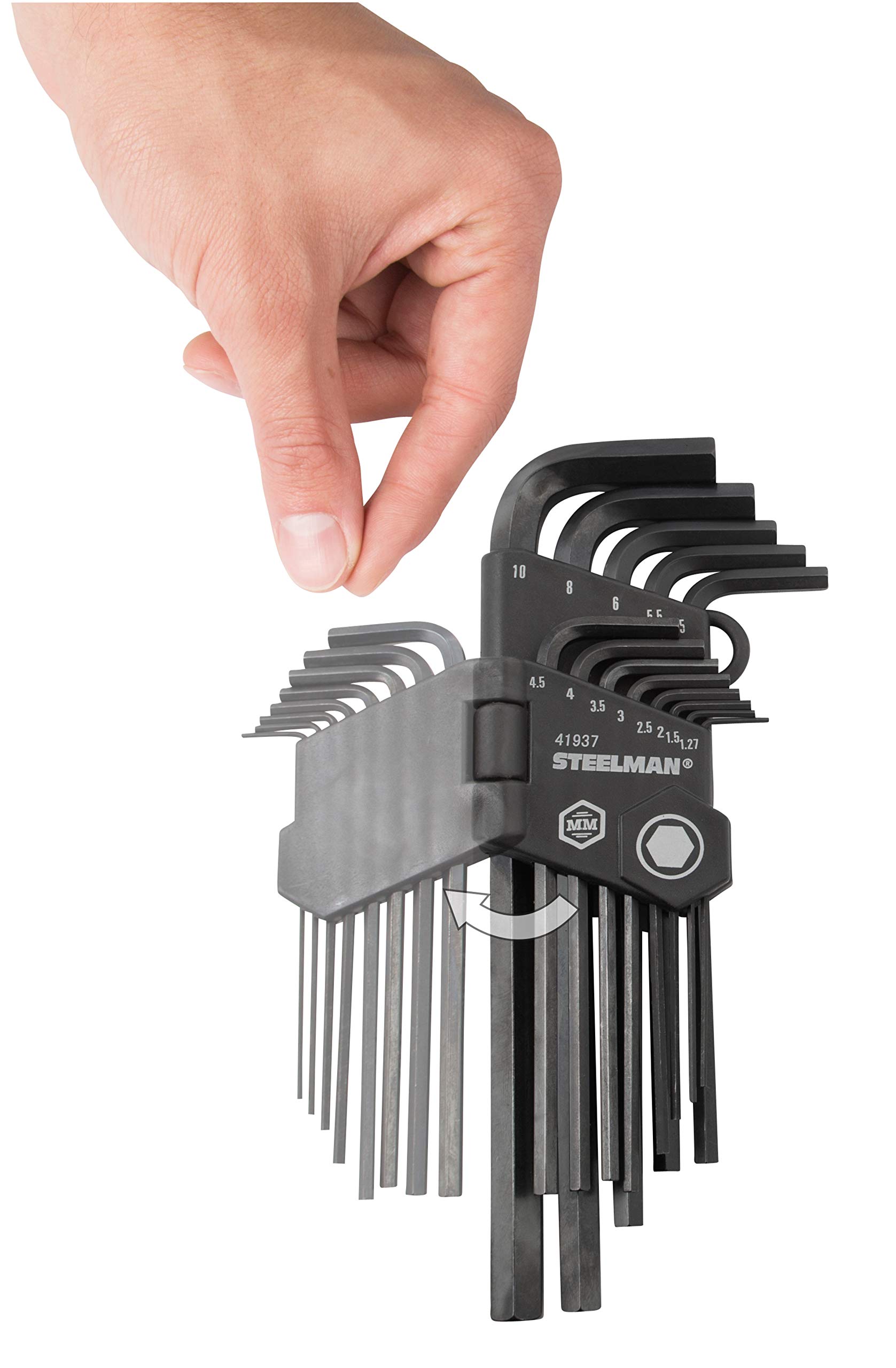 Steelman 26-Piece Long Arm Hex Key Wrench Set, Inch/Metric (SAE/MM), Extended Length Driver Shafts for Long Reach, Chamfered Ends, Durable Steel Resists Distortion - Image 5