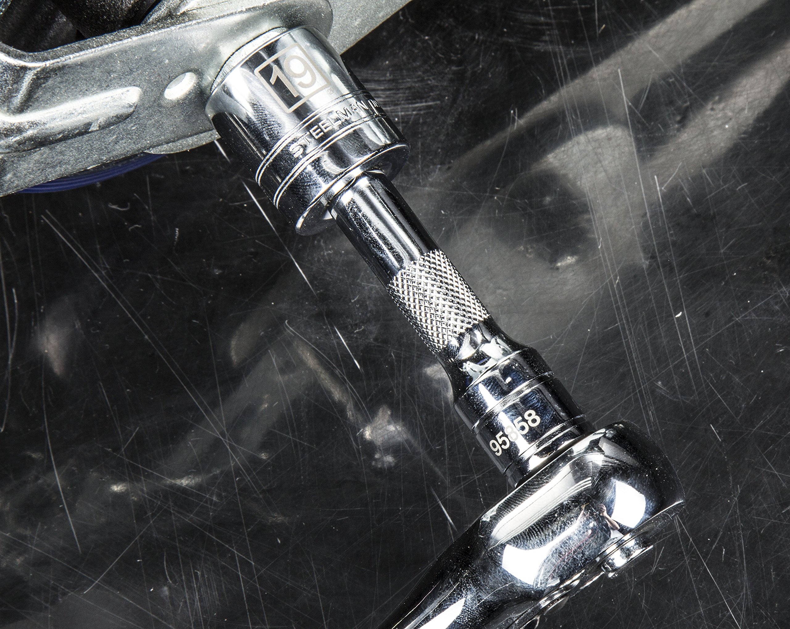 Steelman 3/8-inch Drive x 3-inch Wobble Socket Extension, Use as Standard or Wobble Extension, Heavy-Duty Steel, Spring-Loaded Ball Bearing - Image 6