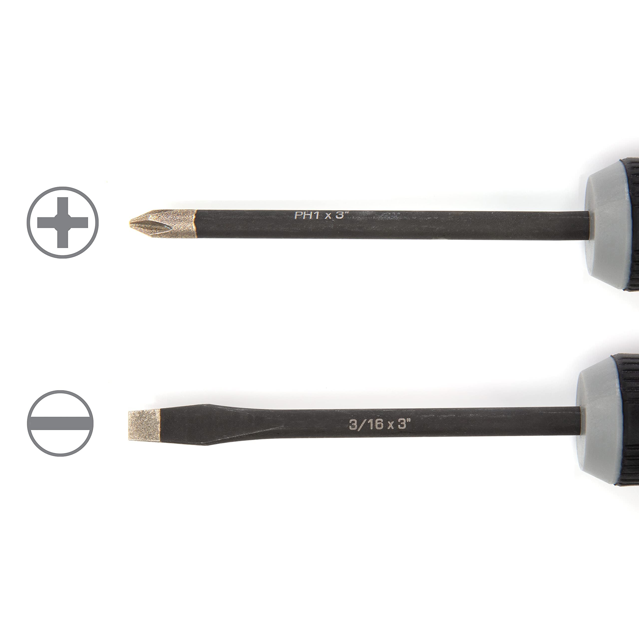 Steelman 8-Piece Diamond Tip Screwdriver Set, Variety of Slotted and Phillips Sizes, Magnetized Tips, Durable Steel, Rust-Resistant Black Oxide Coating - Image 3