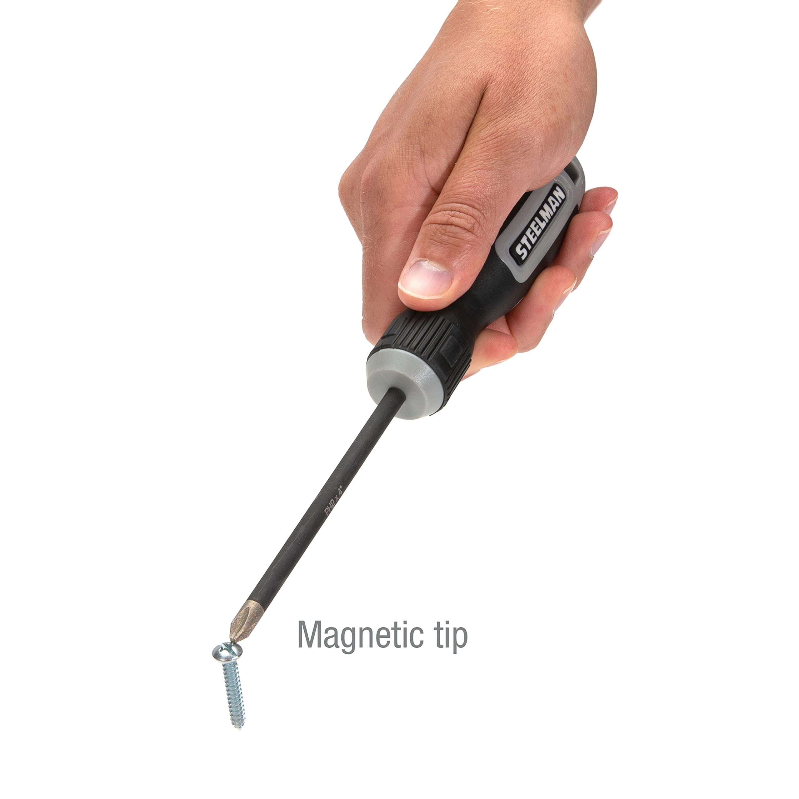 Steelman 8-Piece Diamond Tip Screwdriver Set, Variety of Slotted and Phillips Sizes, Magnetized Tips, Durable Steel, Rust-Resistant Black Oxide Coating - Image 4