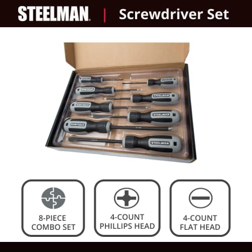 Steelman 8-Piece Diamond Tip Screwdriver Set, Variety of Slotted and Phillips Sizes, Magnetized Tips, Durable Steel, Rust-Resistant Black Oxide Coating - Image 6