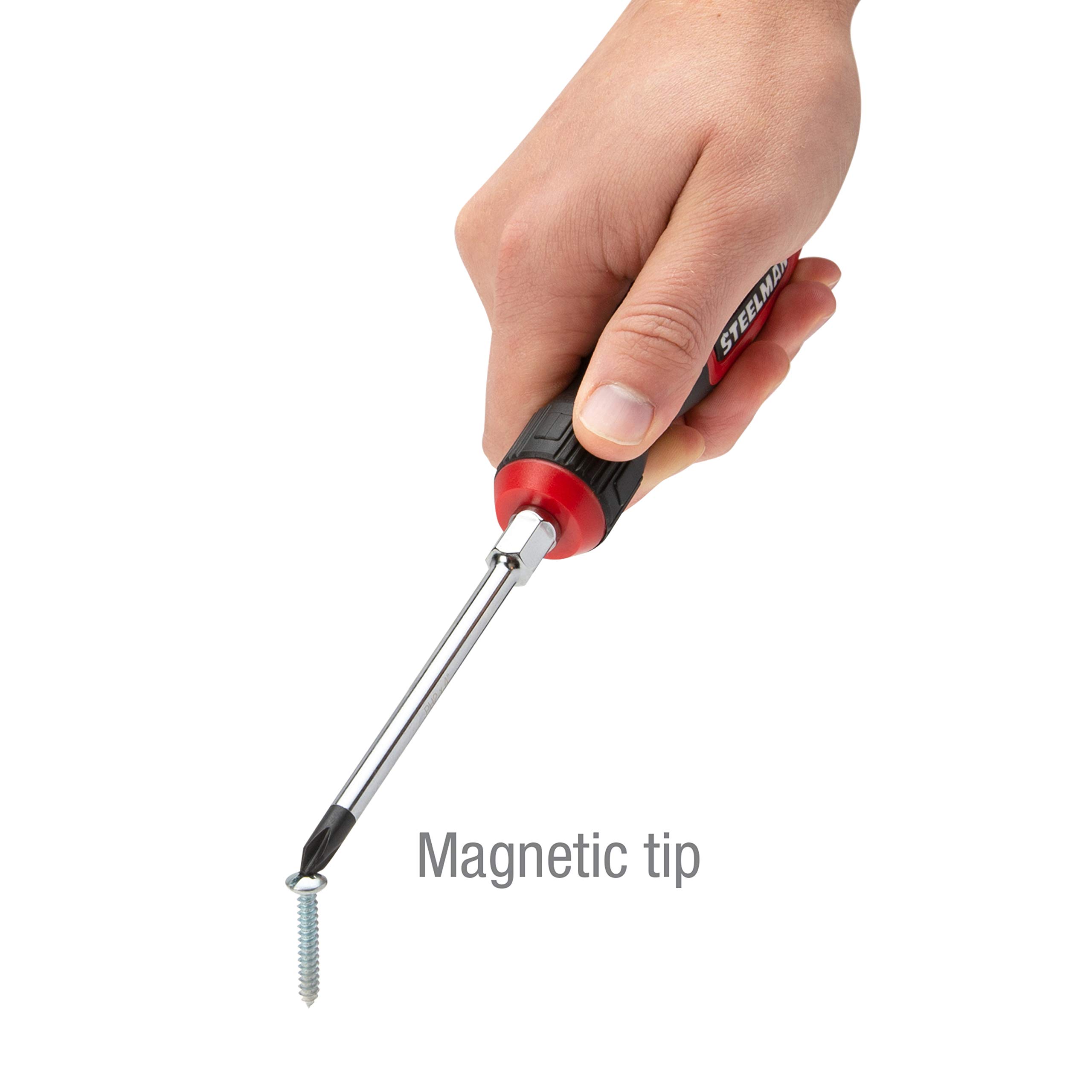 STEELMAN Comfort Grip Screwdriver Set, 15 of the Most Common Phillips, Slotted, and Precision Sizes, Magnetic Tips, 5 Largest Screwdrivers Feature Hex Bolsters - Image 5