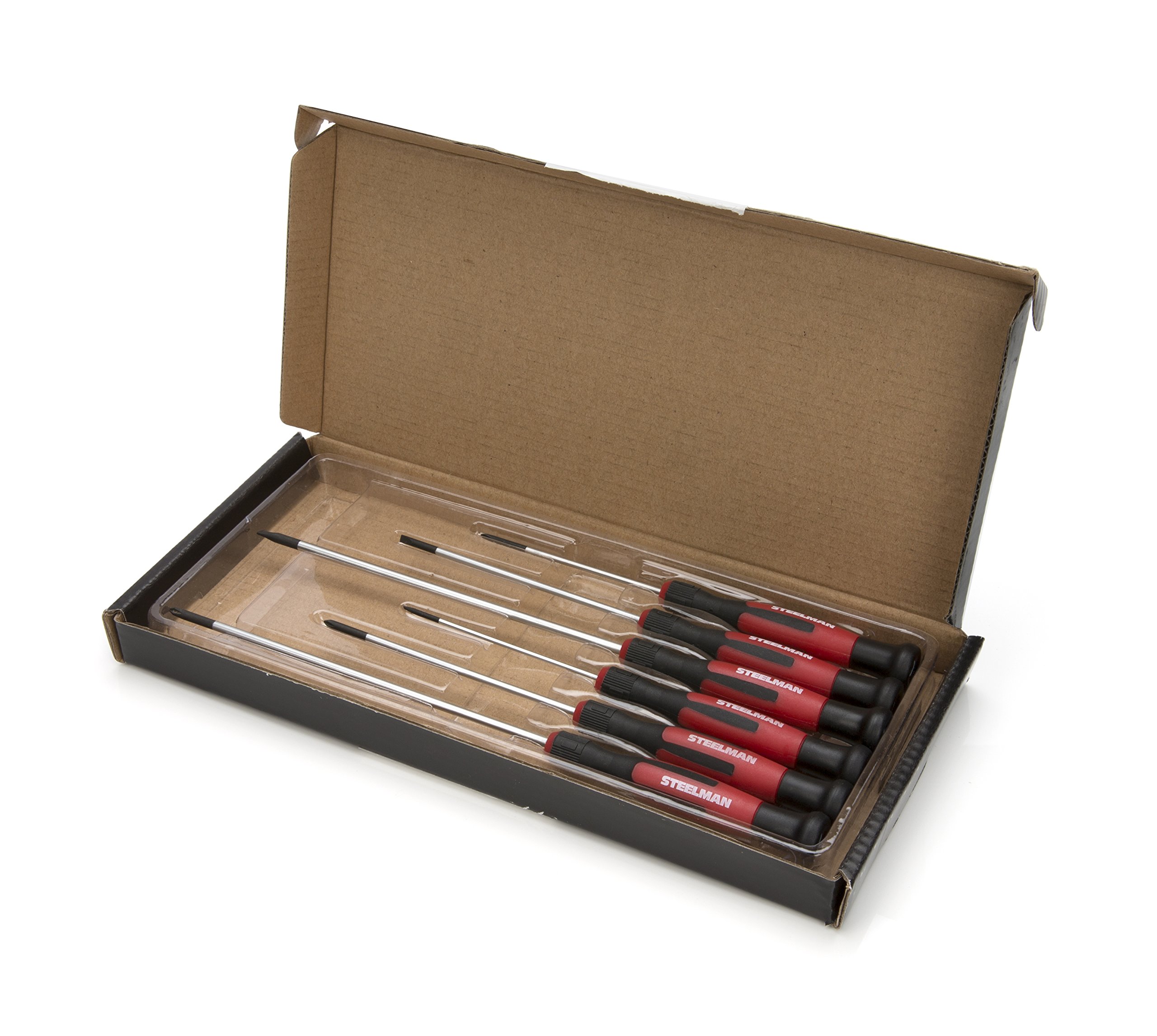 STEELMAN Precision Steel Shaft 6-Piece Long Electronics Screwdriver Set, Variety of Slotted/Phillips Sizes, Swivel-Head, Magnetic Tips - Image 6