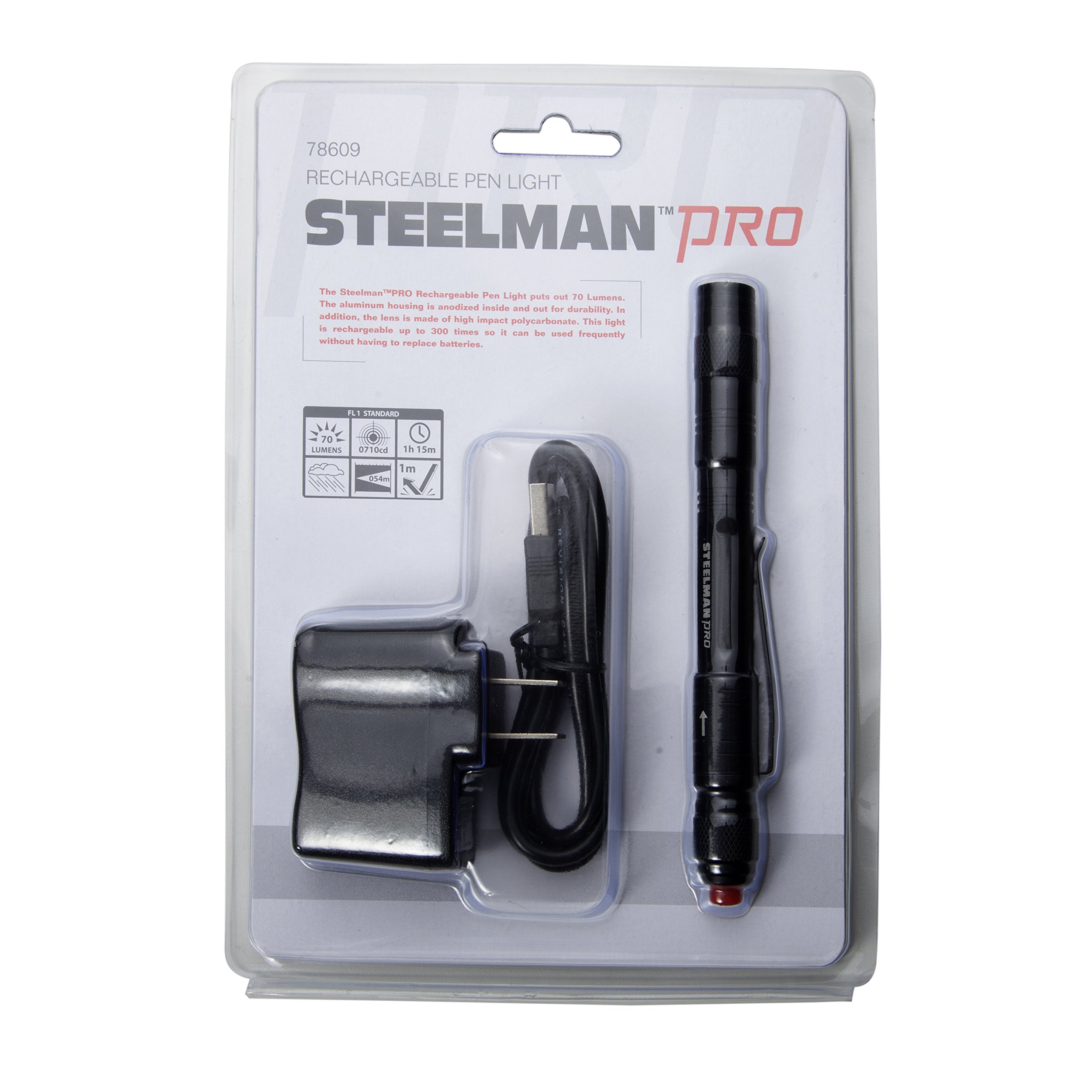 Steelman Pro 78609 Rechargeable 70 Lumen Pen Light in Black - Image 6