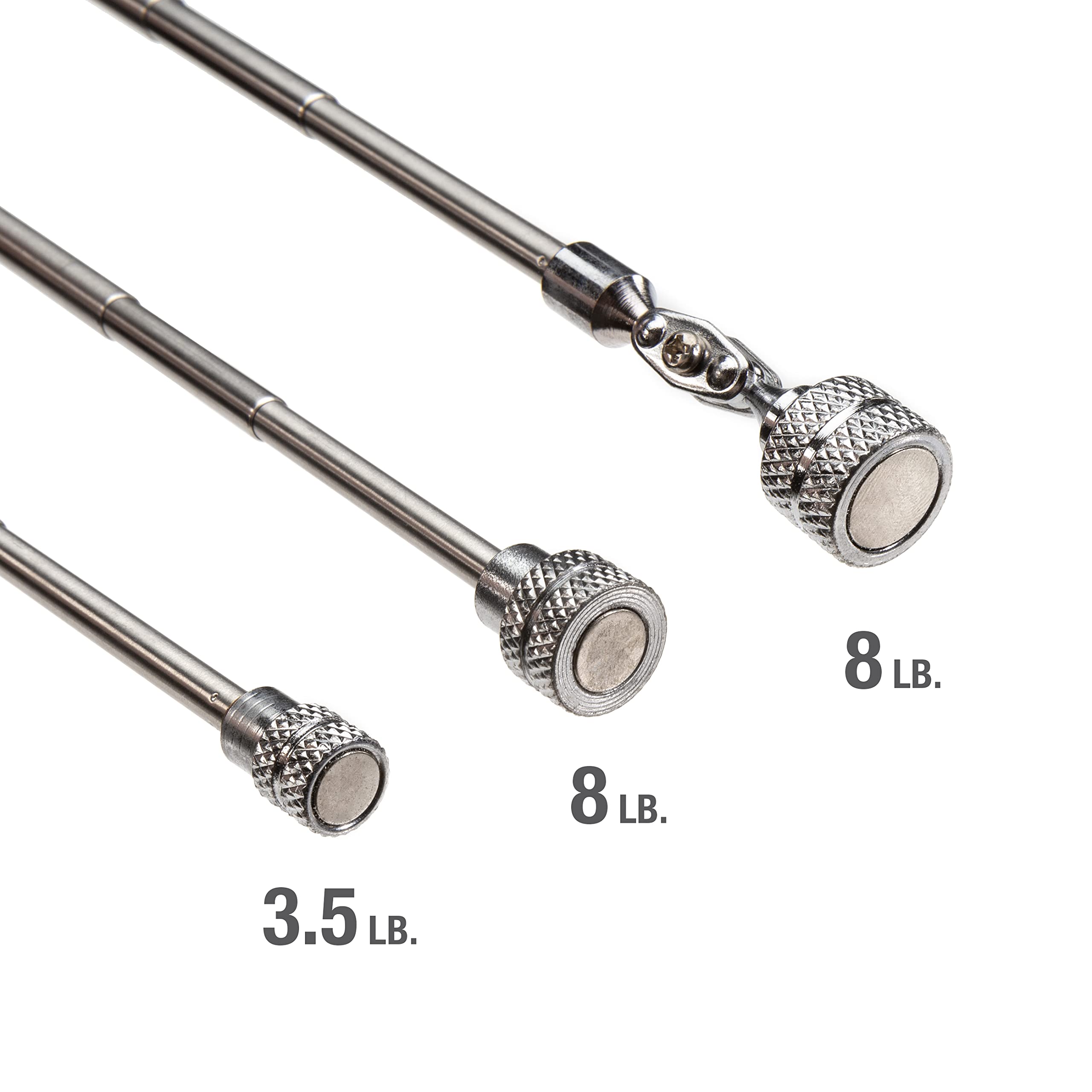 Steelman Telescoping Inspection Mirror and Magnetic Retrieval Tool Kit, Swivel Heads, Extendable Ergonomic Handles, Hold Up to 8 Pounds, 4-Piece Set - Image 5