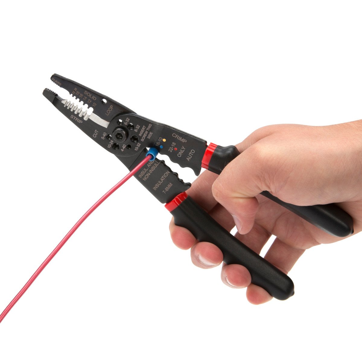 Steelman Universal Wire Stripper, Wire Cutter, Wire Crimper Tool, 22-10 AWG, Screw Shearer, Looping Hole, Heavy Duty Hardened Steel - Image 3