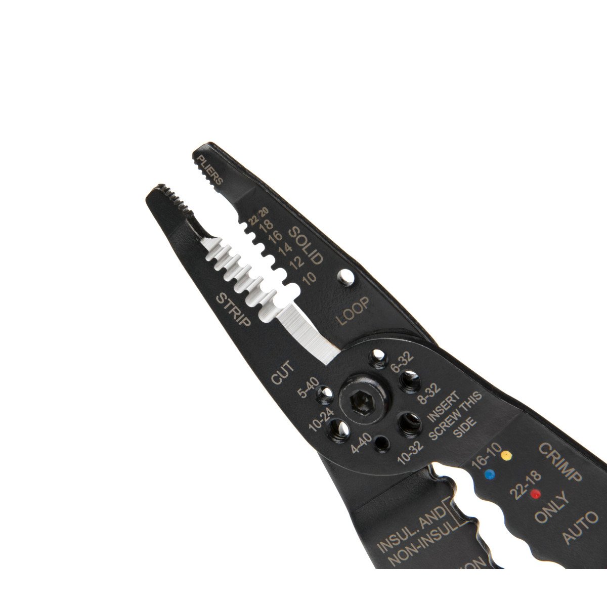 Steelman Universal Wire Stripper, Wire Cutter, Wire Crimper Tool, 22-10 AWG, Screw Shearer, Looping Hole, Heavy Duty Hardened Steel - Image 4