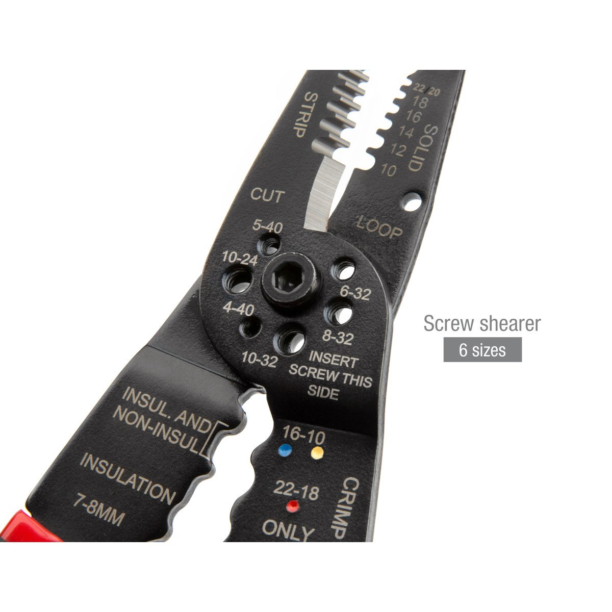 Steelman Universal Wire Stripper, Wire Cutter, Wire Crimper Tool, 22-10 AWG, Screw Shearer, Looping Hole, Heavy Duty Hardened Steel - Image 6