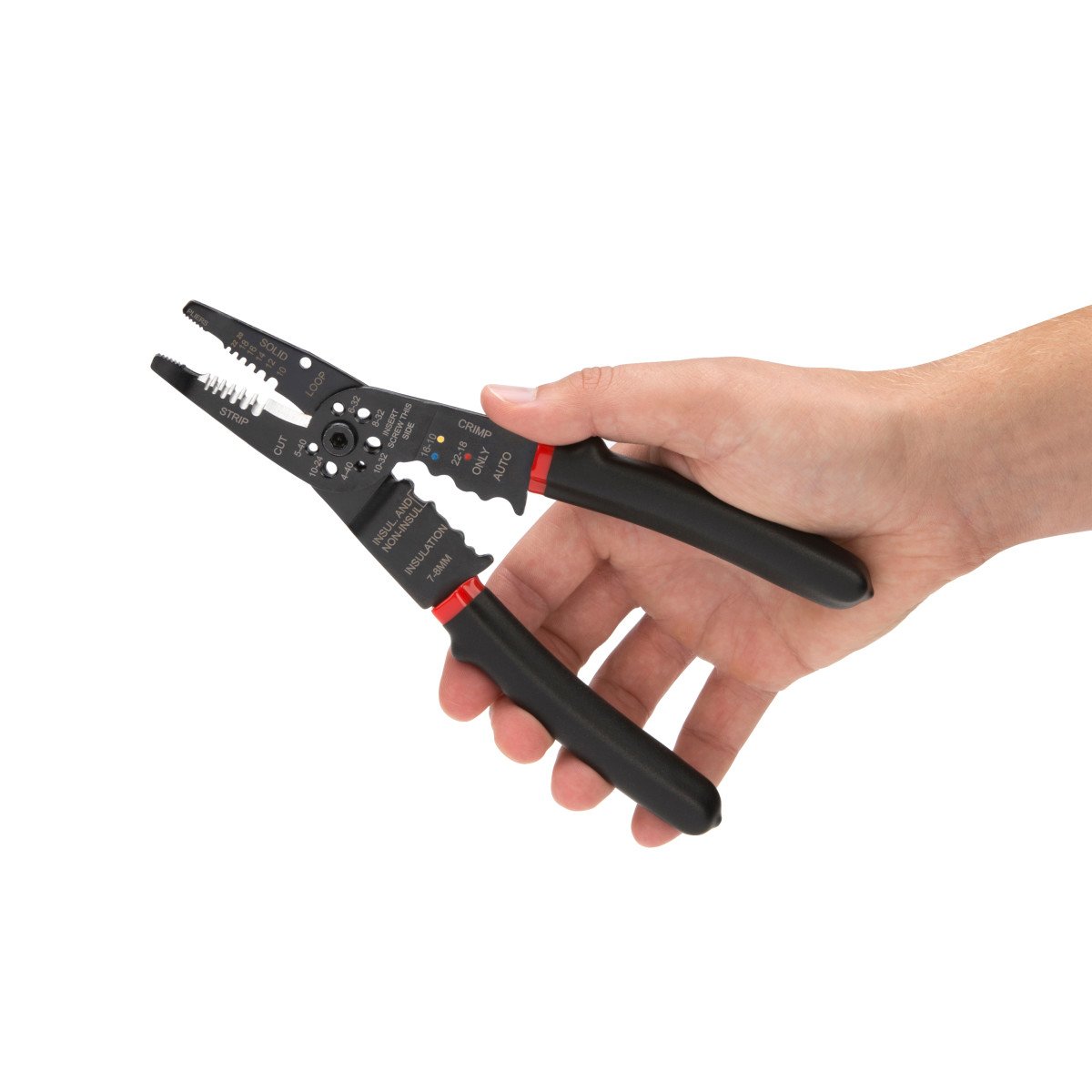 Steelman Universal Wire Stripper, Wire Cutter, Wire Crimper Tool, 22-10 AWG, Screw Shearer, Looping Hole, Heavy Duty Hardened Steel - Image 7